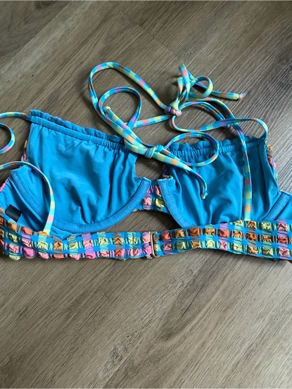 Beach Riot Multicolor Textured Bikini - Teal, Pink, Orange, Yellow - Picture 6 of 12